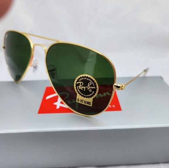 LIKE NEW RayBan Aviator RB3025 Green G15 Lens Ray ban Sunglasses - Picture 3 of 14